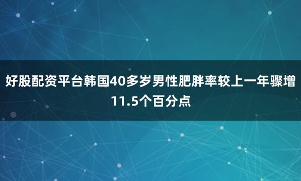 好股配资平台韩国40多岁男性肥胖率较上一年骤增11.5个百分点
